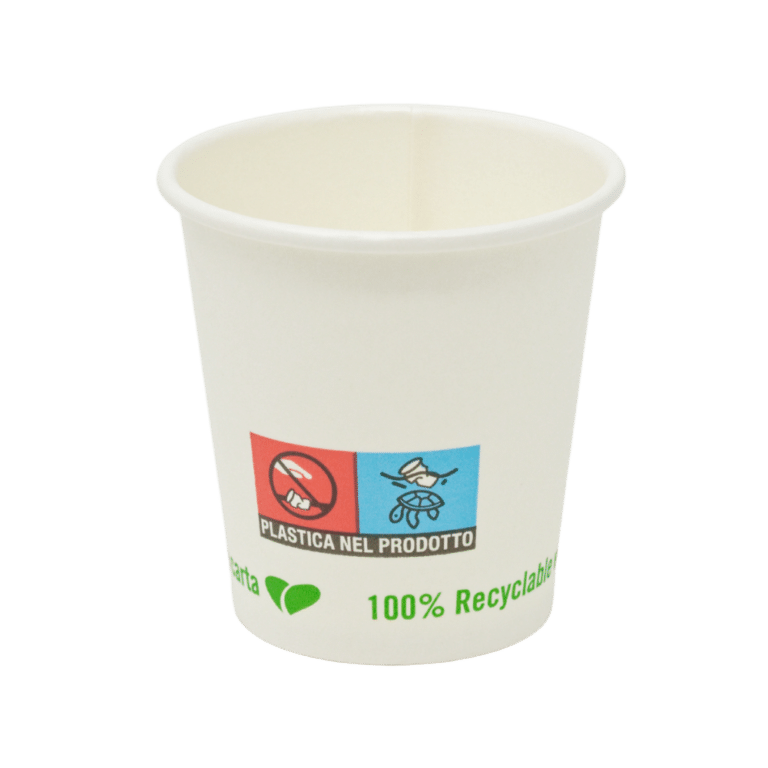 Bicchiere in carta 100% riciclabile da 90 ml bianco